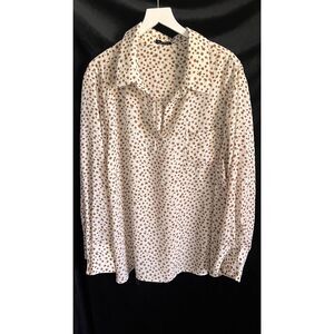 Pleione Floral Cream Brown Anthropologie Flowy Top Plus Size Size 3X